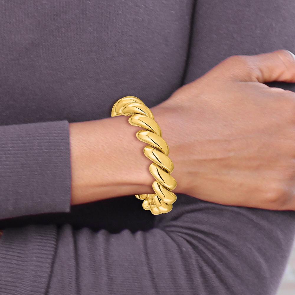 14K Yellow Gold 8" San Marco Bracelet with Polished 14mm Links - Elegant Luxury Design by 0