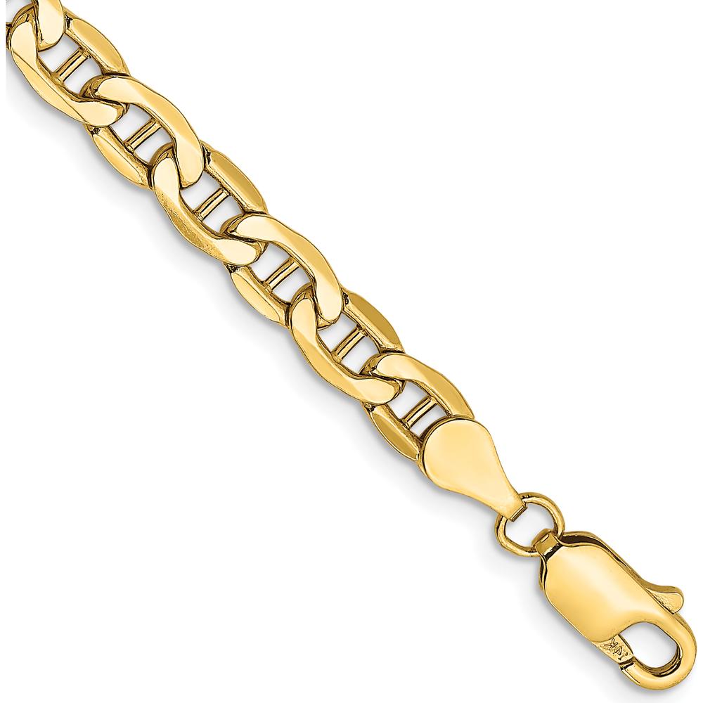 14K Yellow Gold 8" Semi-Solid Anchor Chain Bracelet with Lobster Clasp - 4.75mm Width by Oro Pregiato