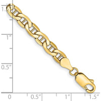 14K Yellow Gold 8" Semi-Solid Anchor Chain Bracelet with Lobster Clasp - 4.75mm Width by Oro Pregiato