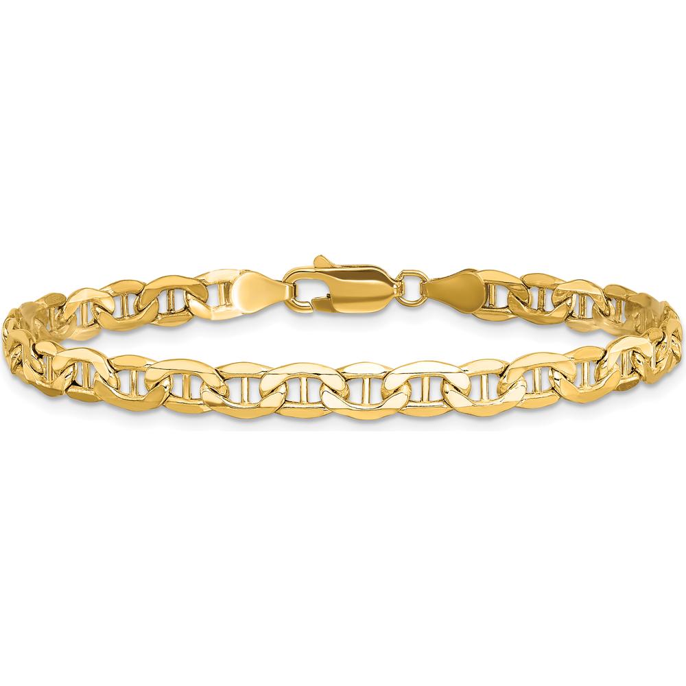14K Yellow Gold 8" Semi-Solid Anchor Chain Bracelet with Lobster Clasp - 4.75mm Width by Oro Pregiato