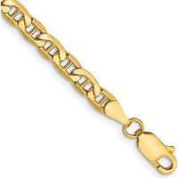 14K Yellow Gold 8" Semi-Solid Anchor Chain Bracelet with Lobster Clasp by Oro Pregiato