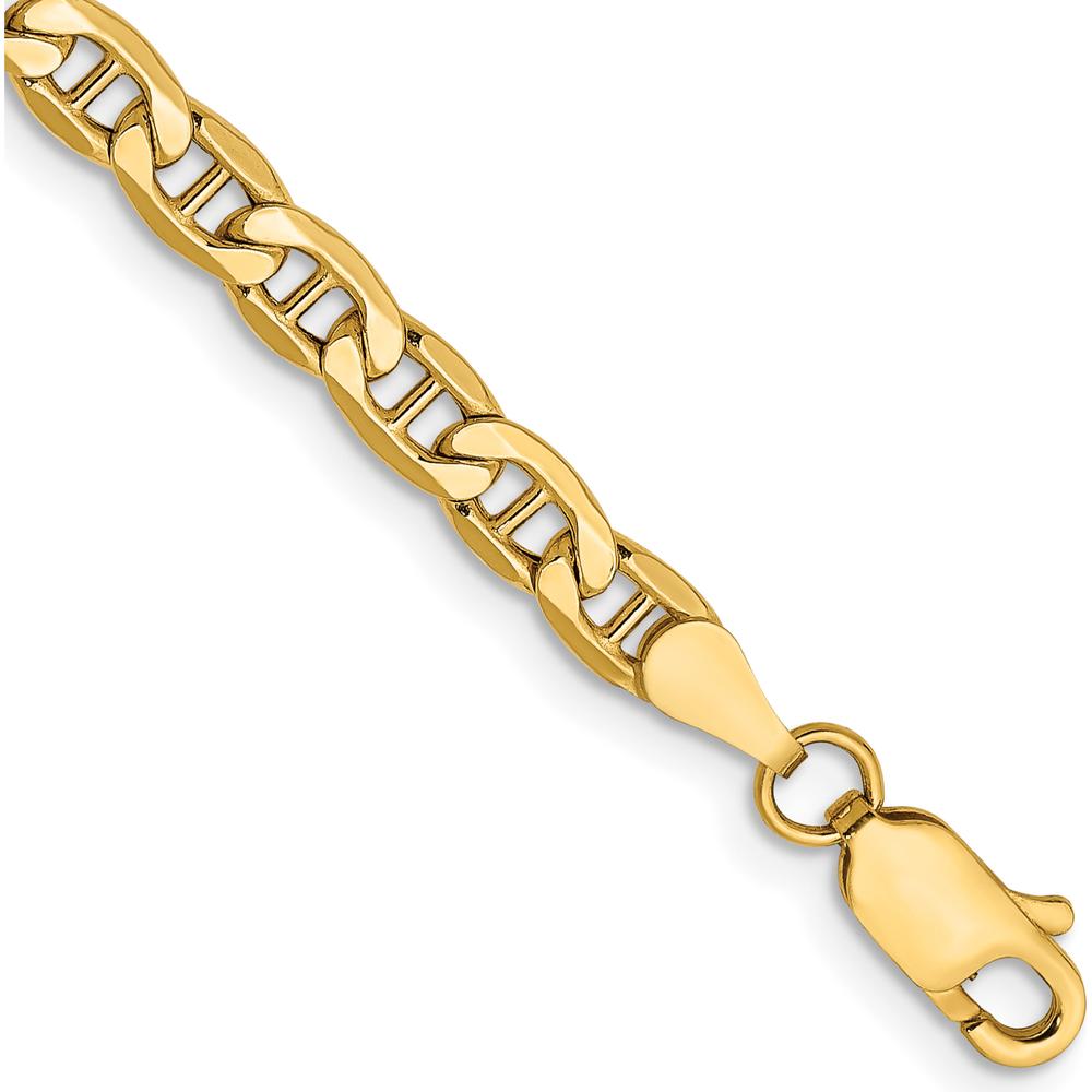 14K Yellow Gold 8" Semi-Solid Anchor Chain Bracelet with Lobster Clasp by Oro Pregiato