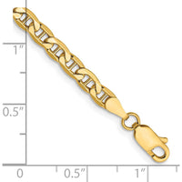 14K Yellow Gold 8" Semi-Solid Anchor Chain Bracelet with Lobster Clasp by Oro Pregiato