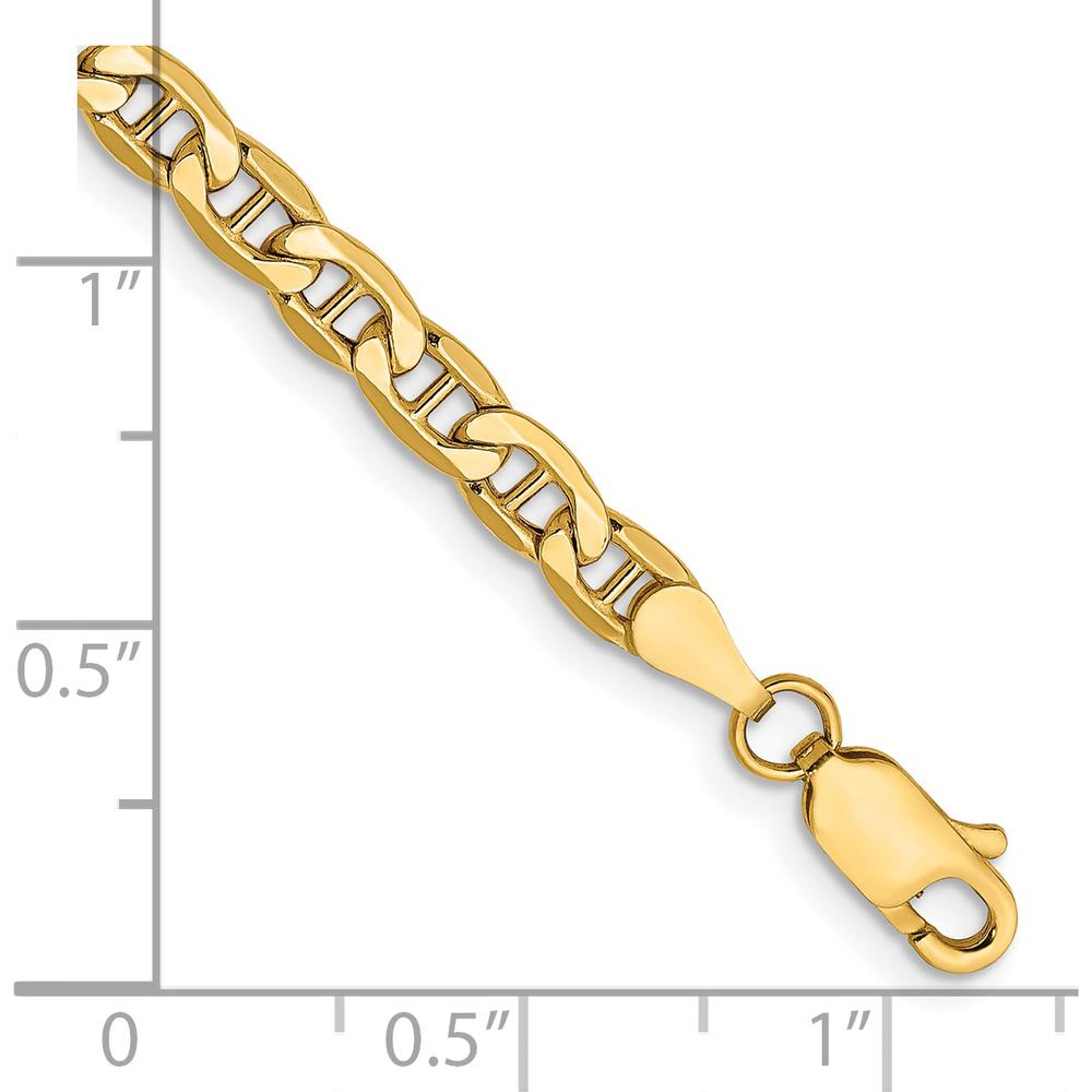 14K Yellow Gold 8" Semi-Solid Anchor Chain Bracelet with Lobster Clasp by Oro Pregiato