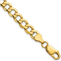 14K Yellow Gold 8" Semi-Solid Curb Chain Bracelet with Lobster Clasp - 6.5mm Width by Oro Pregiato