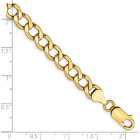 14K Yellow Gold 8" Semi-Solid Curb Chain Bracelet with Lobster Clasp - 6.5mm Width by Oro Pregiato