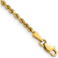 14K Yellow Gold 8" Semi-Solid Diamond-Cut Rope Chain with Lobster Clasp by Oro Pregiato