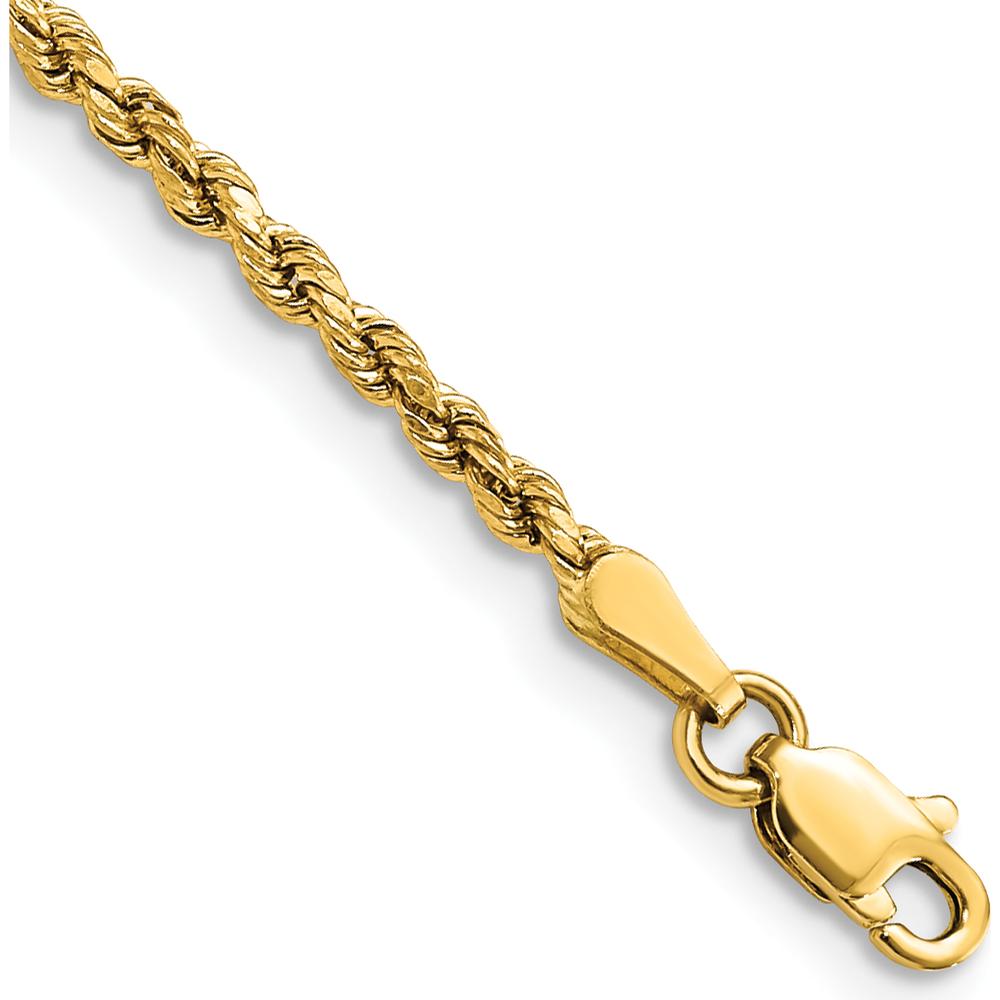 14K Yellow Gold 8" Semi-Solid Diamond-Cut Rope Chain with Lobster Clasp by Oro Pregiato