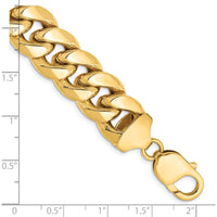 14K Yellow Gold 8" Semi-Solid Miami Cuban Bracelet - 13.2mm Chain by Oro Pregiato