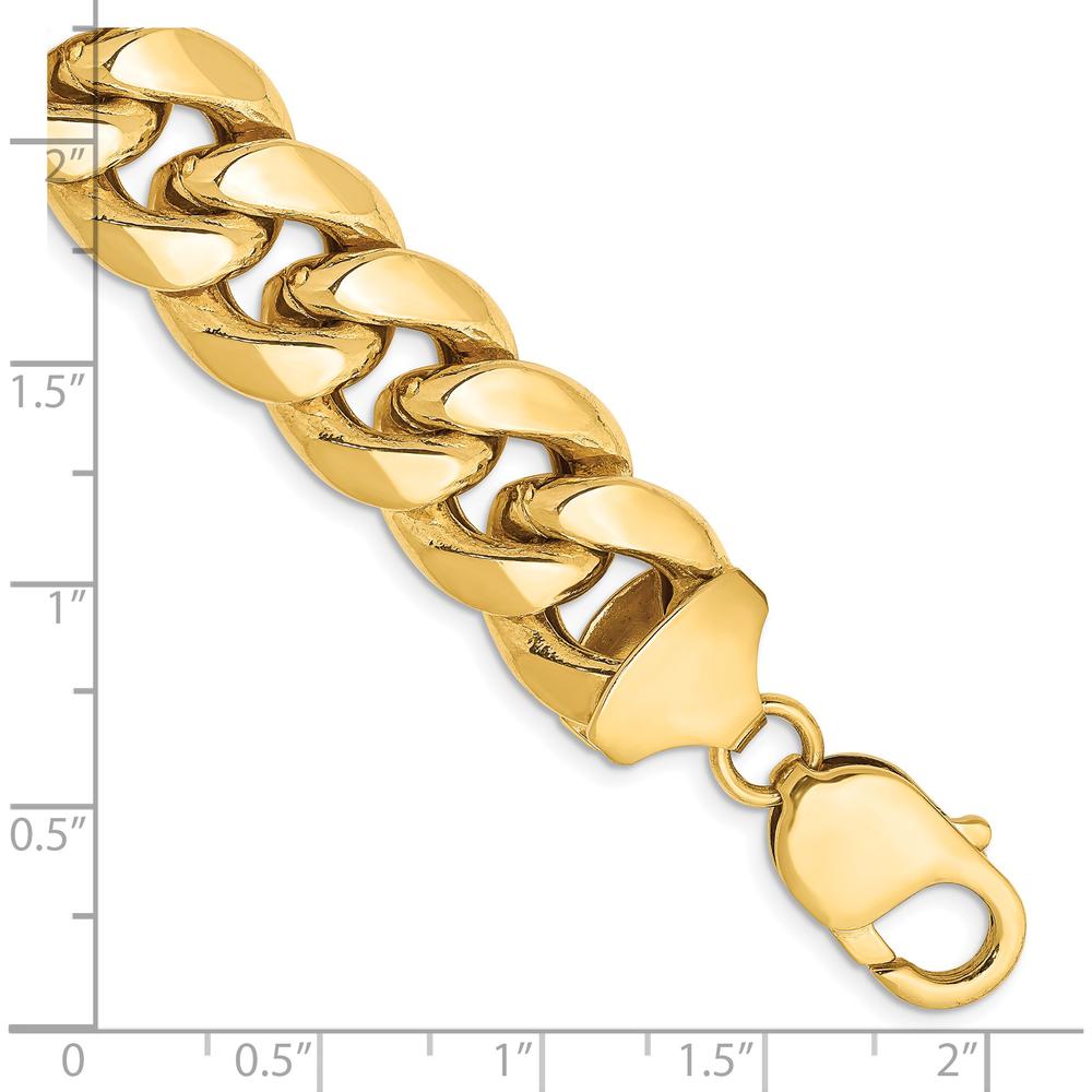 14K Yellow Gold 8" Semi-Solid Miami Cuban Bracelet - 13.2mm Chain by Oro Pregiato