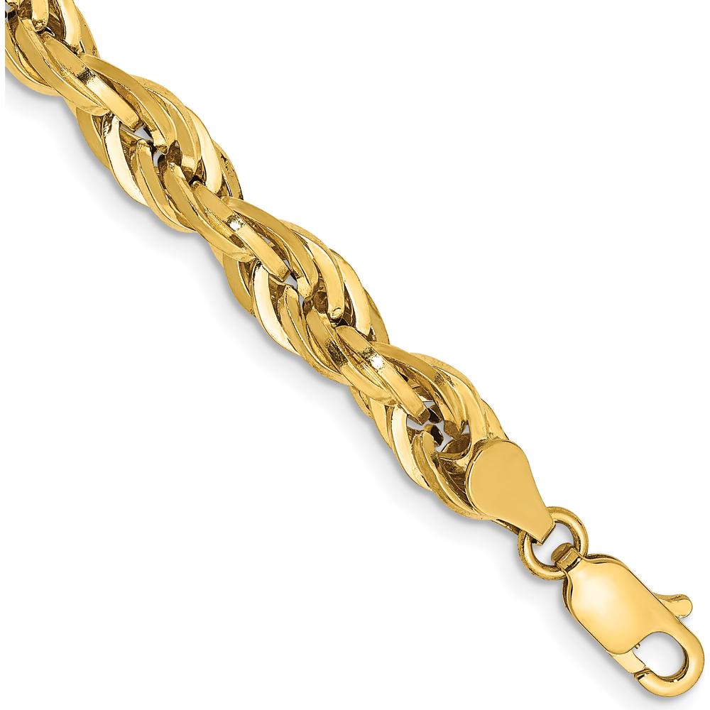 14K Yellow Gold 8" Semi-Solid Rope Bracelet with Lobster Clasp - 5.4mm Width by Oro Pregiato