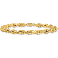 14K Yellow Gold 8" Semi-Solid Rope Bracelet with Lobster Clasp - 5.4mm Width by Oro Pregiato