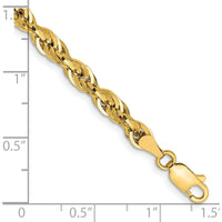 14K Yellow Gold 8" Semi Solid Rope Chain Bracelet - 4.25mm Width by Oro Pregiato