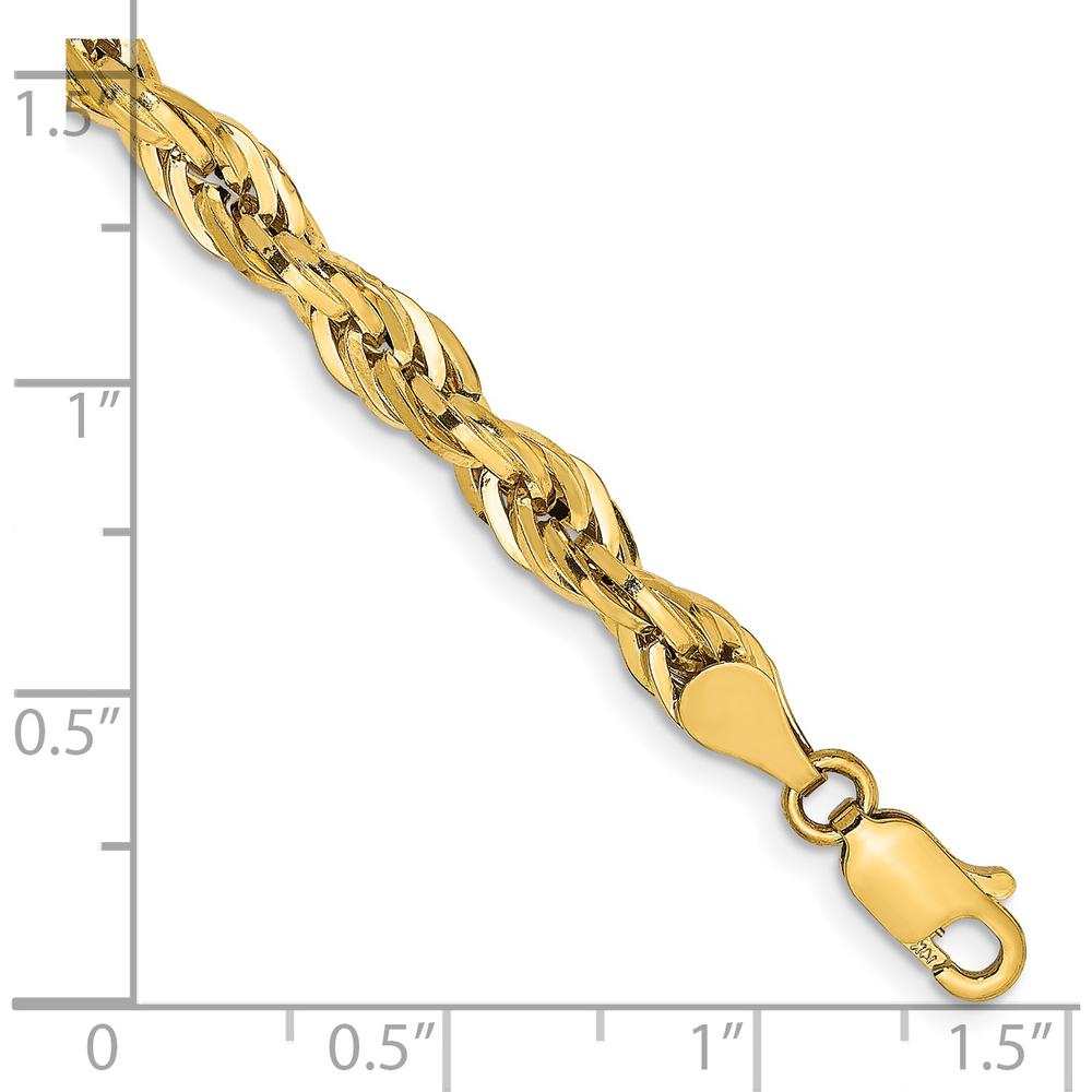 14K Yellow Gold 8" Semi-Solid Rope Chain Bracelet with Lobster Clasp - 4.75mm by Oro Pregiato