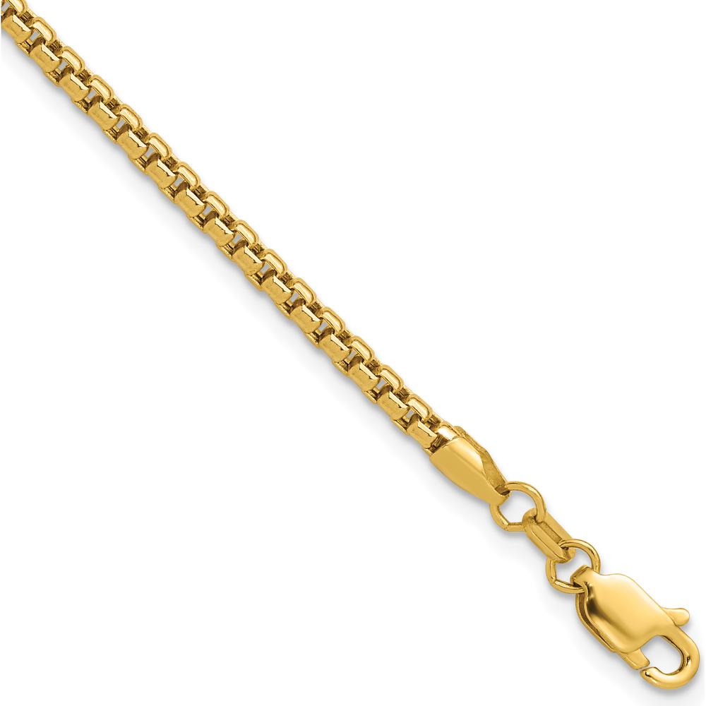 14K Yellow Gold 8" Semi-Solid Round Box Bracelet with Lobster Clasp - 2.45mm Width by Oro Pregiato
