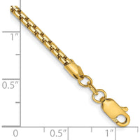 14K Yellow Gold 8" Semi-Solid Round Box Bracelet with Lobster Clasp - 2.45mm Width by Oro Pregiato