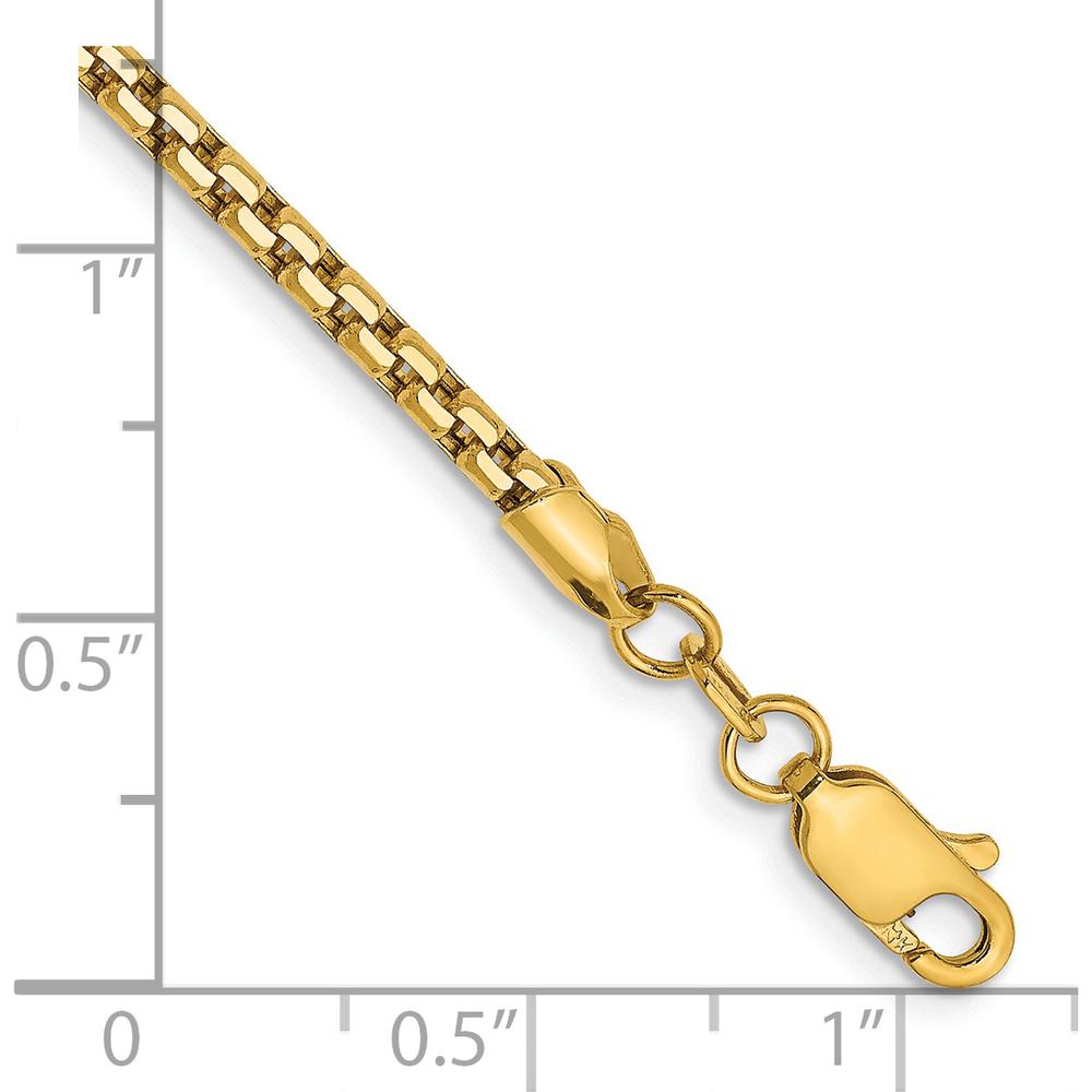 14K Yellow Gold 8" Semi-Solid Round Box Bracelet with Lobster Clasp - 2.45mm Width by Oro Pregiato