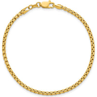 14K Yellow Gold 8" Semi-Solid Round Box Bracelet with Lobster Clasp - 2.45mm Width by Oro Pregiato