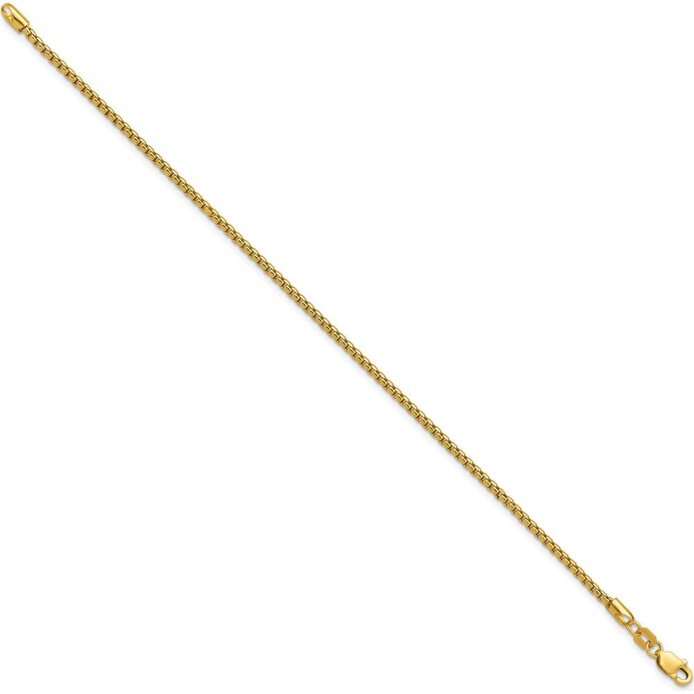 14K Yellow Gold 8" Semi-Solid Round Box Bracelet with Lobster Clasp by Oro Pregiato