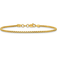 14K Yellow Gold 8" Semi-Solid Round Box Bracelet with Lobster Clasp by Oro Pregiato