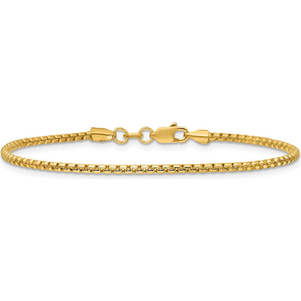 14K Yellow Gold 8" Semi-Solid Round Box Bracelet with Lobster Clasp by Oro Pregiato