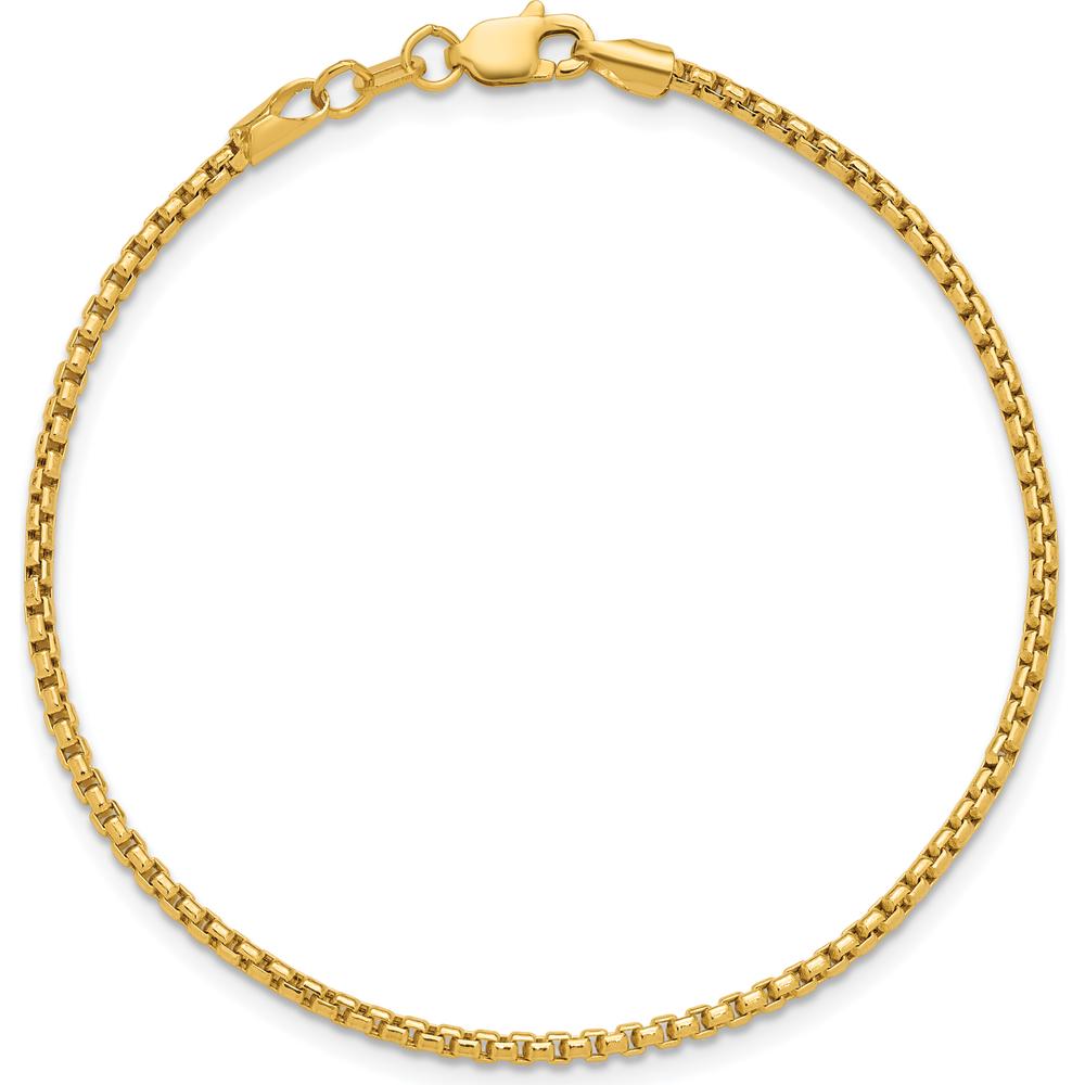 14K Yellow Gold 8" Semi-Solid Round Box Bracelet with Lobster Clasp by Oro Pregiato