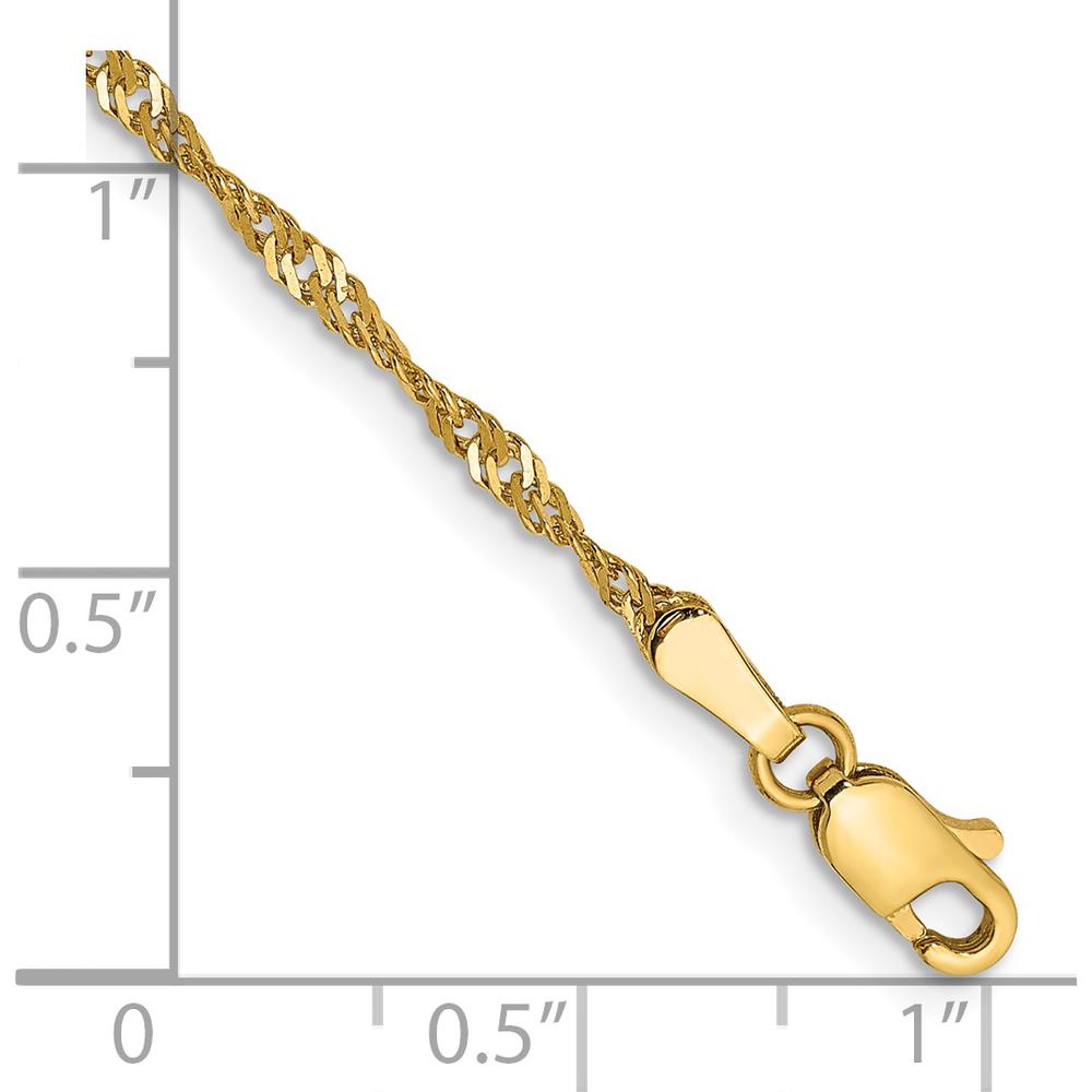 14K Yellow Gold 8" Singapore Chain Bracelet - 1.70mm Width by Oro Pregiato
