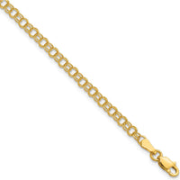 14K Yellow Gold 8" Solid Double Link Charm Bracelet - 3.5mm Width by Oro Pregiato