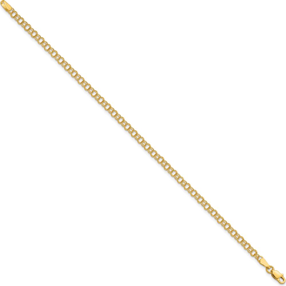 14K Yellow Gold 8" Solid Double Link Charm Bracelet - 3.5mm Width by Oro Pregiato