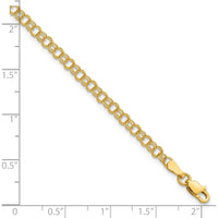 14K Yellow Gold 8" Solid Double Link Charm Bracelet - 3.5mm Width by Oro Pregiato