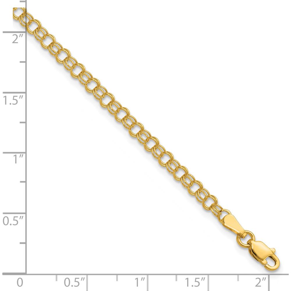 14K Yellow Gold 8" Solid Double Link Charm Bracelet - 3.5mm Width by Oro Pregiato