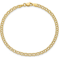 14K Yellow Gold 8" Solid Double Link Charm Bracelet - 3.5mm Width by Oro Pregiato