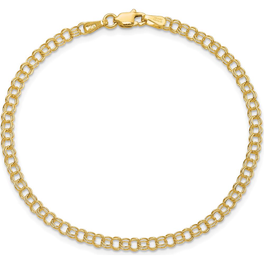 14K Yellow Gold 8" Solid Double Link Charm Bracelet - 3.5mm Width by Oro Pregiato