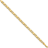 14K Yellow Gold 8" Solid Double Link Charm Bracelet with Hearts by Oro Pregiato