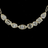 14K Yellow Gold 8-Stone Mixed Shape Lab Diamond Necklace with Bezel Set Emerald, Marquise, Pear, and Asscher Cuts - 2.31 Carat Total Weight - Covaloro Fine Jewelry