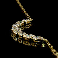 14K Yellow Gold 8-Stone Mixed Shape Lab Diamond Necklace with Bezel Set Emerald, Marquise, Pear, and Asscher Cuts - 2.31 Carat Total Weight - Covaloro Fine Jewelry