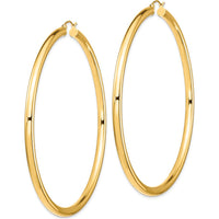 14K Yellow Gold 80mm Lightweight Polished Round Tube Hoop Earrings by 0