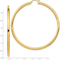 14K Yellow Gold 80mm Lightweight Polished Round Tube Hoop Earrings by 0