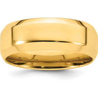 14K Yellow Gold 8mm Beveled Edge Comfort Fit Wedding Band - Size 9 by Luciano & Cie