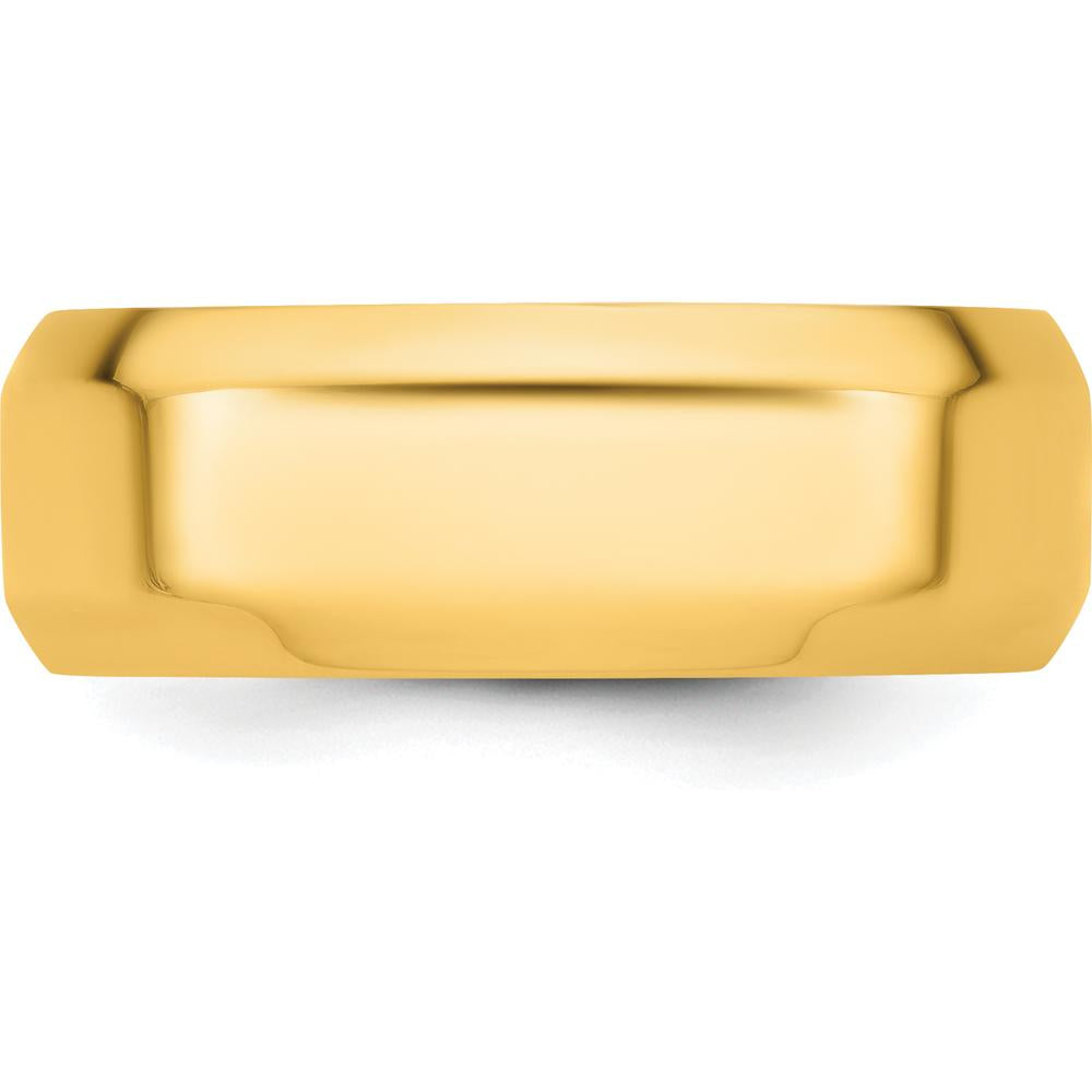14K Yellow Gold 8mm Beveled Edge Comfort Fit Wedding Band - Size 9 by Luciano & Cie