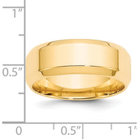 14K Yellow Gold 8mm Beveled Edge Comfort Fit Wedding Band - Size 9 by Luciano & Cie