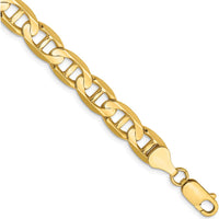 14K Yellow Gold 8mm Concave Anchor Chain Bracelet - 9 Inches by Oro Pregiato