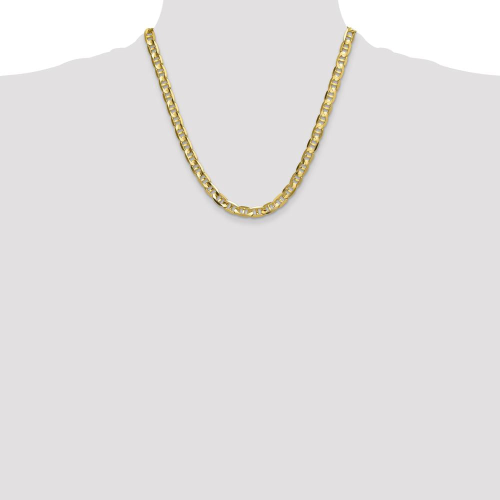 14K Yellow Gold 8mm Concave Anchor Chain Necklace - 20 inches by Oro Pregiato