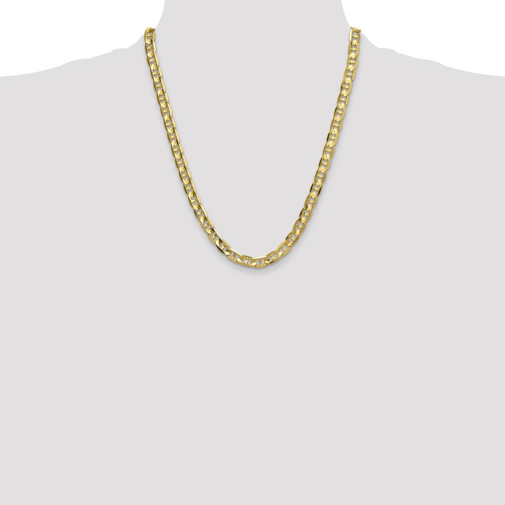 14K Yellow Gold 8mm Concave Anchor Chain Necklace - 22 Inches by Oro Pregiato