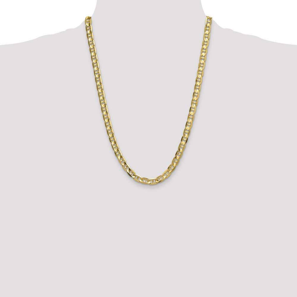 14K Yellow Gold 8mm Concave Anchor Chain Necklace - 24 Inches by Oro Pregiato
