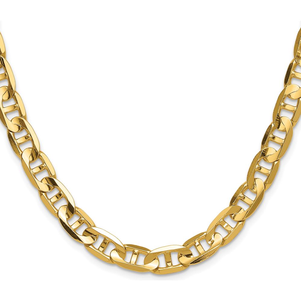 14K Yellow Gold 8mm Concave Anchor Chain Necklace - 26 inches by Oro Pregiato