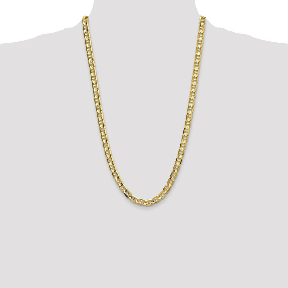 14K Yellow Gold 8mm Concave Anchor Chain Necklace - 26 inches by Oro Pregiato