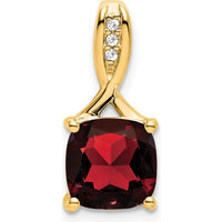 14K Yellow Gold 8mm Cushion-Cut Garnet and Diamond Pendant - 2.00 Carat Total Garnet Weight by Lumare Gioia