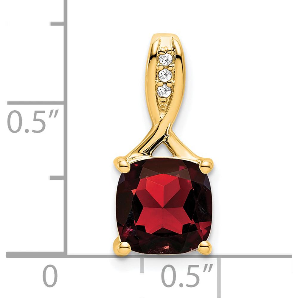 14K Yellow Gold 8mm Cushion-Cut Garnet and Diamond Pendant - 2.00 Carat Total Garnet Weight by Lumare Gioia