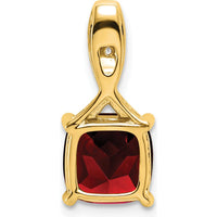 14K Yellow Gold 8mm Cushion-Cut Garnet and Diamond Pendant - 2.00 Carat Total Garnet Weight by Lumare Gioia